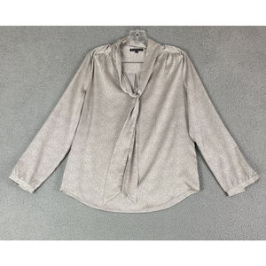 Adrianna Papell Womens Size S Dotted Elegant Blouse Top Neck Tie